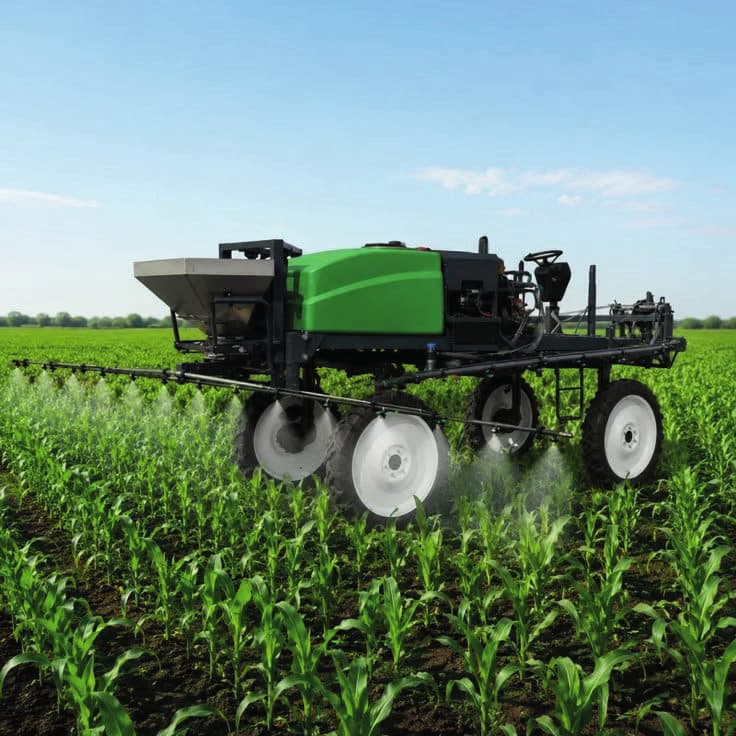 A crop sprayer in young maize
