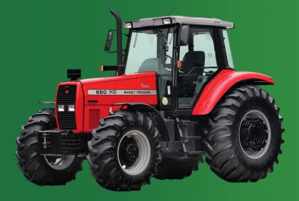 A red Massey Ferguson tractor